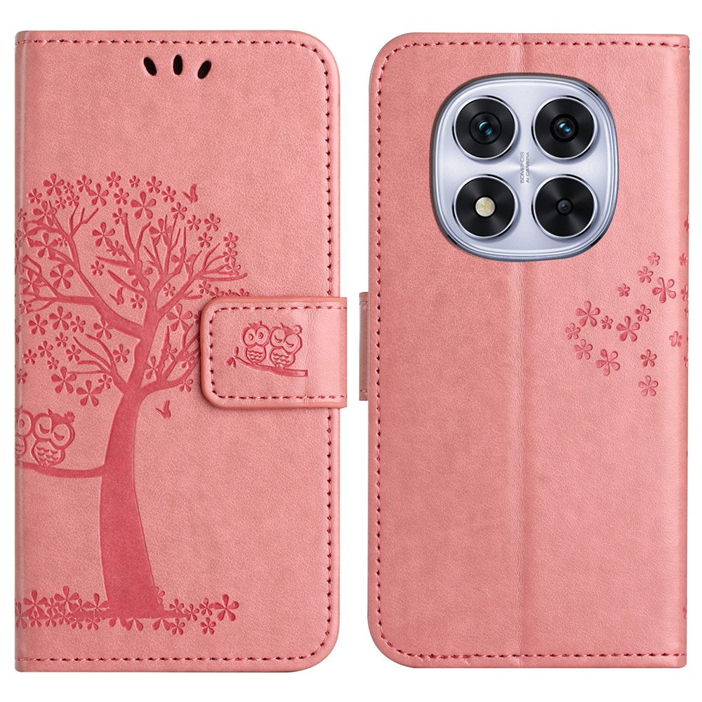 For Xiaomi Redmi Note 14 Pro+ 5G / Note 14 Pro 5G / Poco X7 5G Case PU Leather Owl Tree Imprinted Wallet Phone Cover