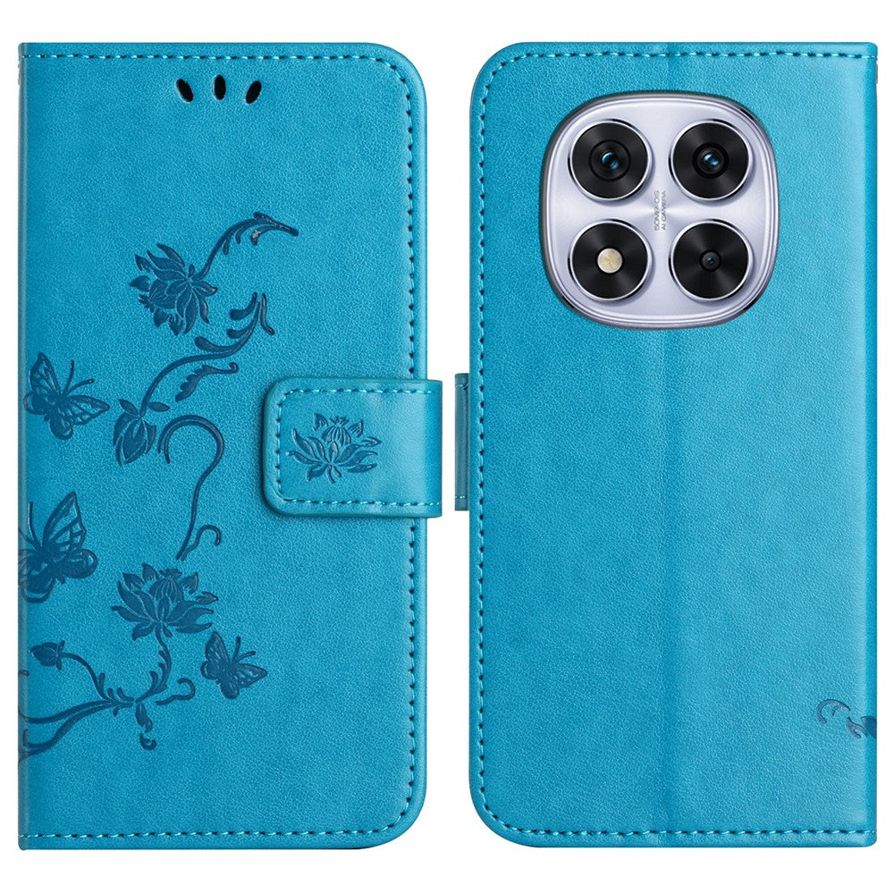 For Xiaomi Redmi Note 14 Pro+ 5G / Note 14 Pro 5G / Poco X7 5G Case Wallet Stand Imprinted Butterfly Flower PU Leather Phone Cover