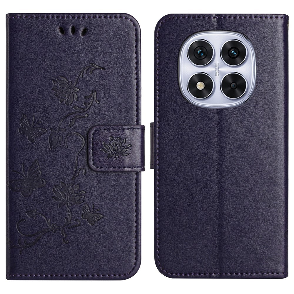 For Xiaomi Redmi Note 14 Pro+ 5G / Note 14 Pro 5G / Poco X7 5G Case Wallet Stand Imprinted Butterfly Flower PU Leather Phone Cover