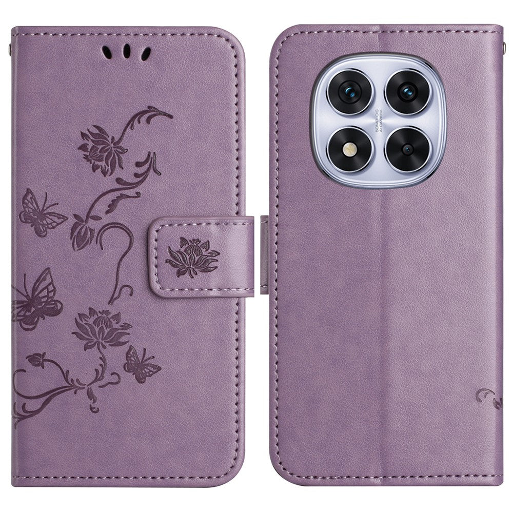 For Xiaomi Redmi Note 14 Pro+ 5G / Note 14 Pro 5G / Poco X7 5G Case Wallet Stand Imprinted Butterfly Flower PU Leather Phone Cover