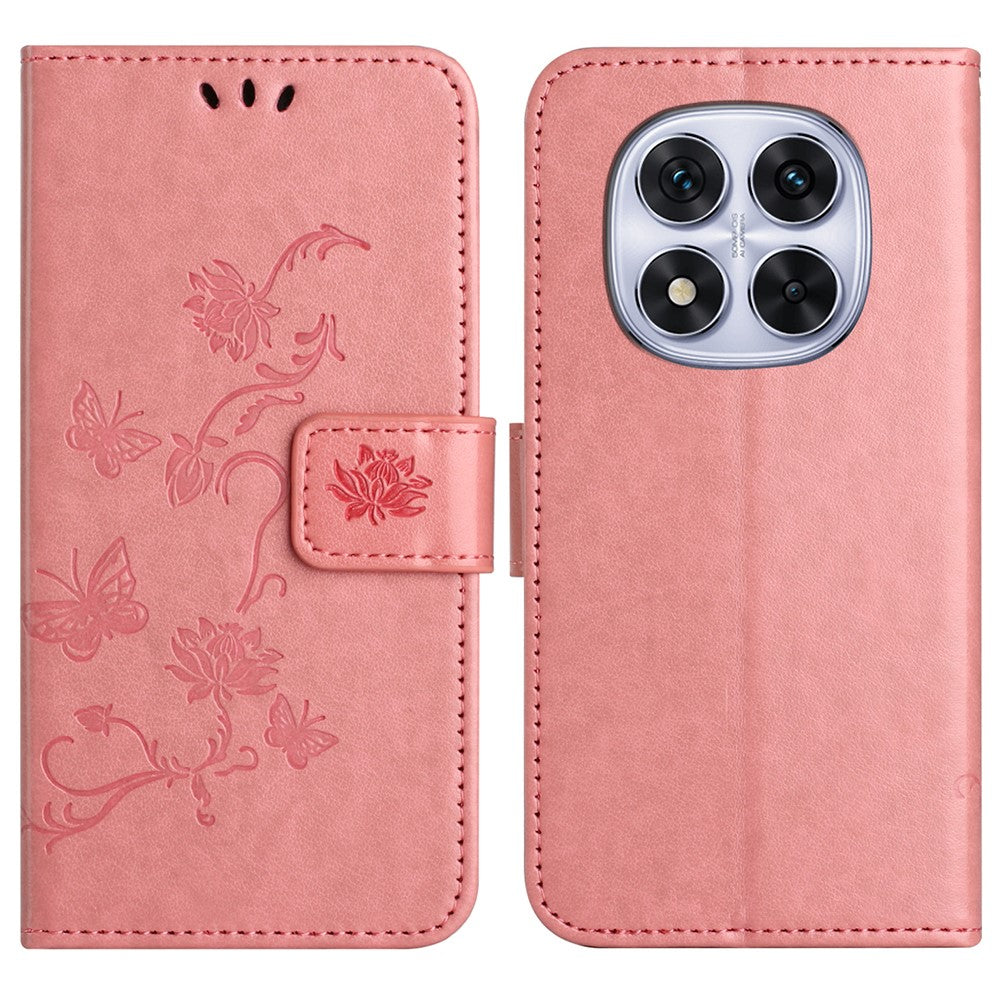 For Xiaomi Redmi Note 14 Pro+ 5G / Note 14 Pro 5G / Poco X7 5G Case Wallet Stand Imprinted Butterfly Flower PU Leather Phone Cover