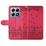 For Xiaomi 14T Case with Wrist Strap Leather Phone Cover Wall Cats Pattern