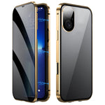 For iPhone 16 Case Anti-Spy Double-Sided Tempered Glass+Magnetic Metal Frame Phone Cover