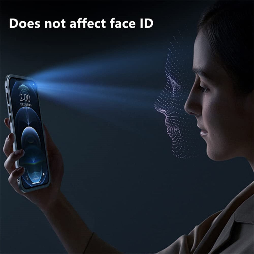 For iPhone 16 Case Anti-Spy Double-Sided Tempered Glass+Magnetic Metal Frame Phone Cover