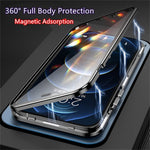For iPhone 16 Case Anti-Spy Double-Sided Tempered Glass+Magnetic Metal Frame Phone Cover