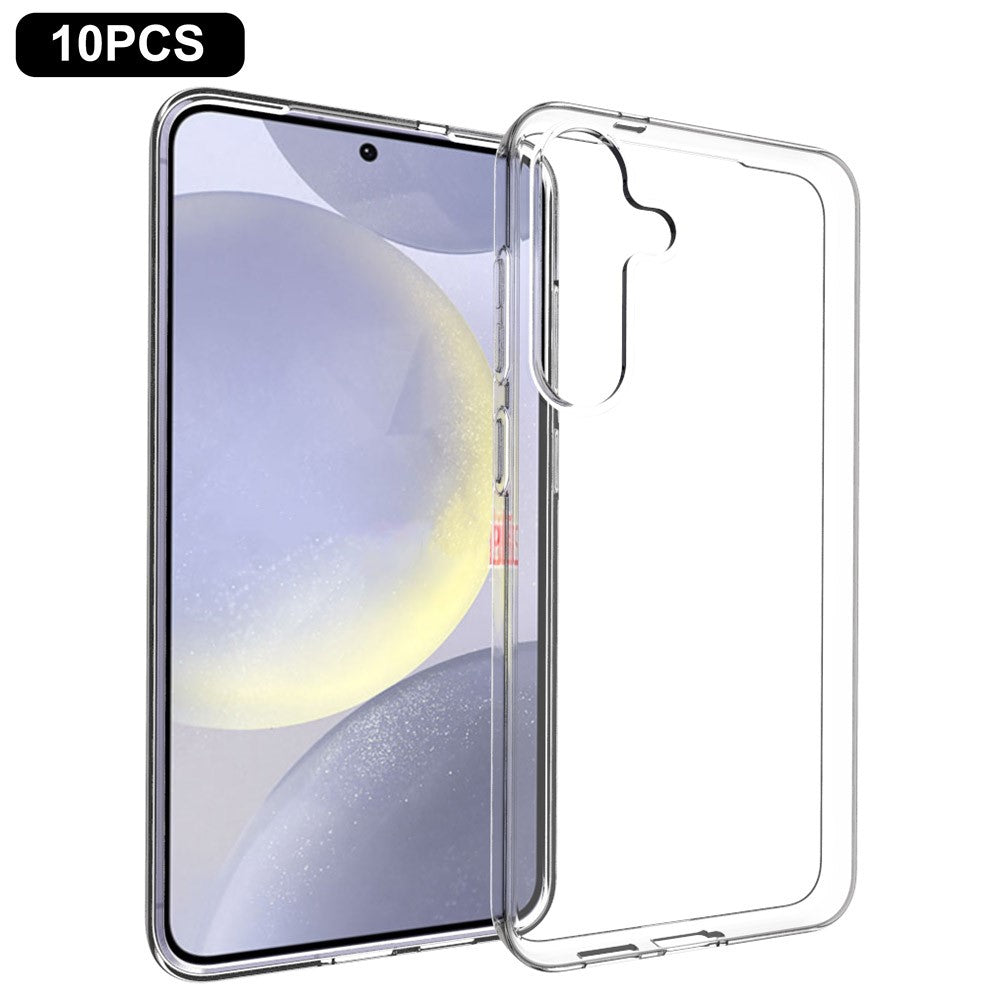 10Pcs / Pack For Samsung Galaxy S25+ Clear Case Watermark-Free TPU Protective Cover
