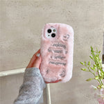 For iPhone 15 Case Cat Ear Fuzzy Furry Winter TPU Embroidered Phone Cover