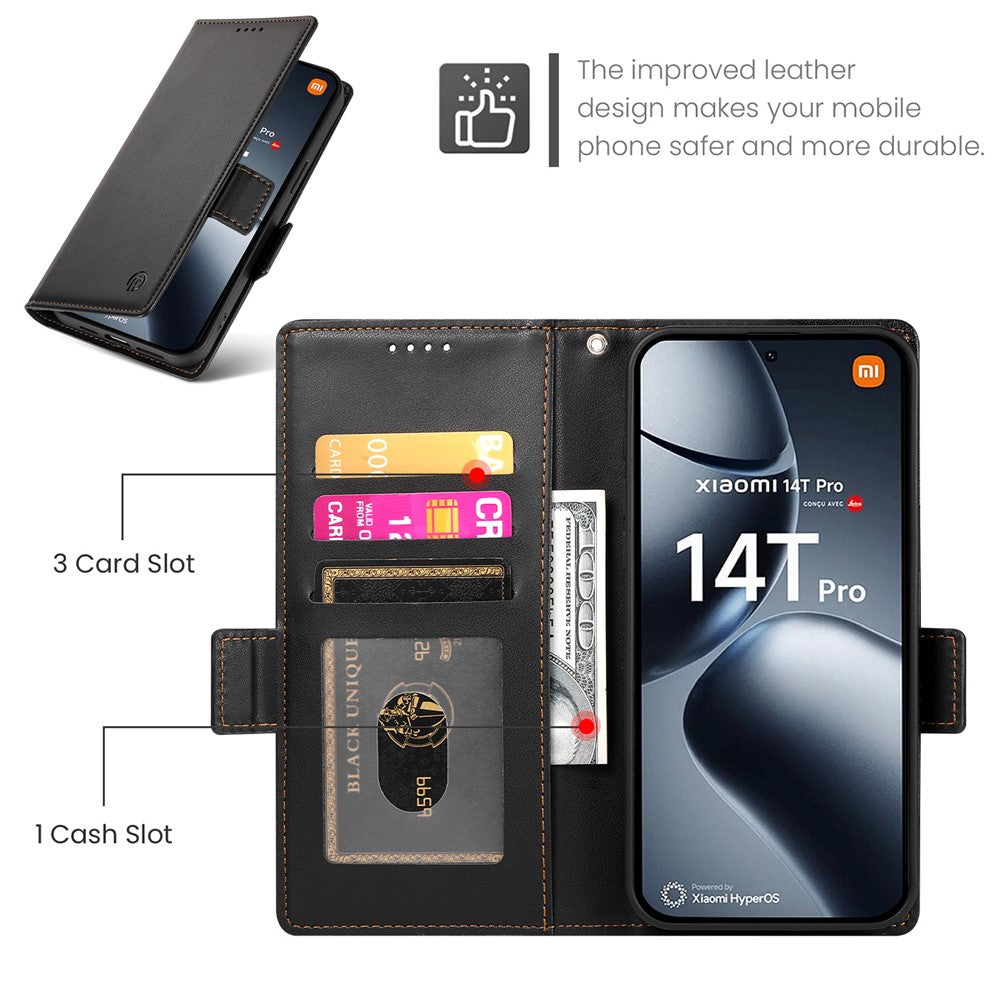 DF-010 For Xiaomi 14T Pro Stand Case PU Leather Wallet Phone Cover