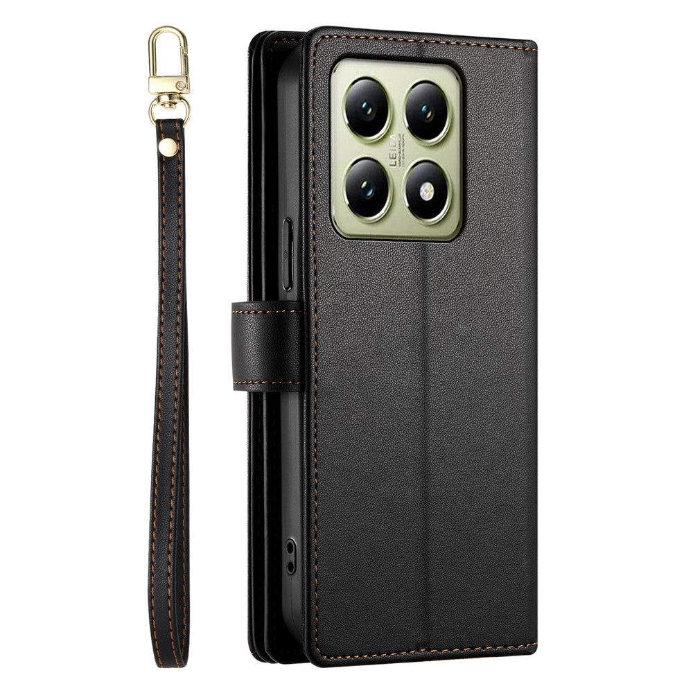 DF-011 For Xiaomi 14T Case Zipper Pocket Wallet Leather Phone Cover with Straps