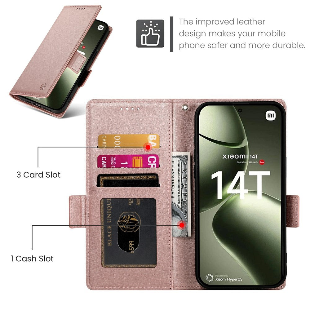 DF-010 For Xiaomi 14T Stand Case PU Leather Wallet Phone Cover