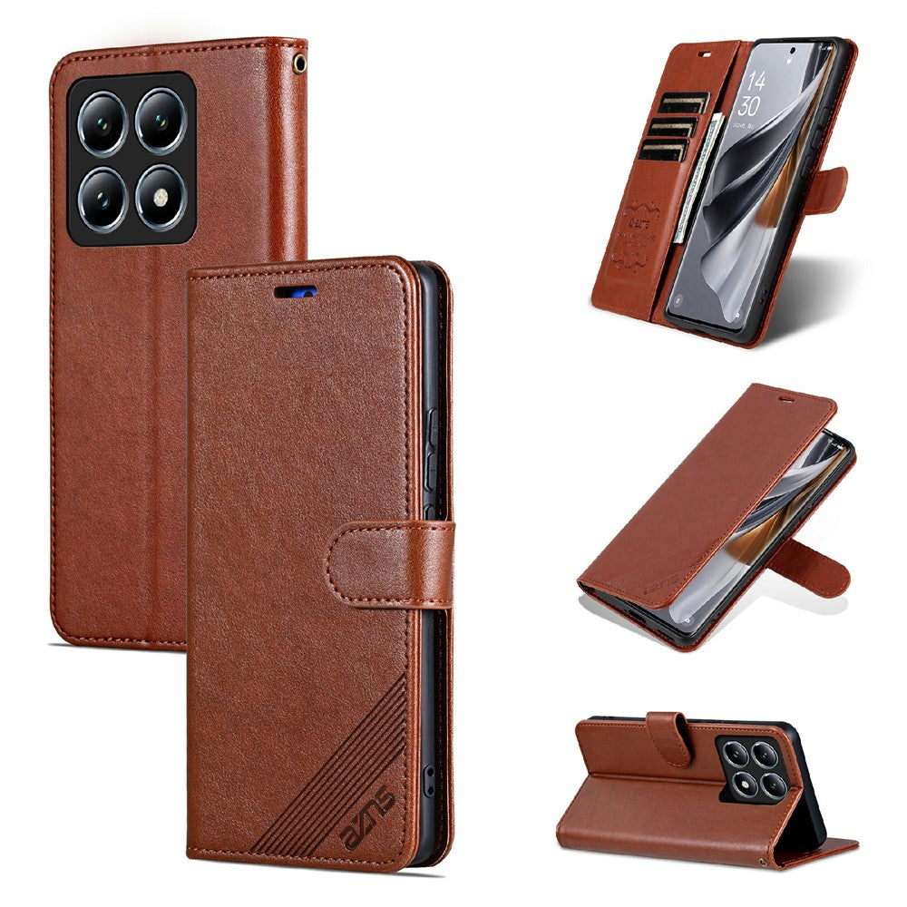 AZNS For Xiaomi 14T Case Anti-Scratch PU Leather Stand Wallet Phone Cover
