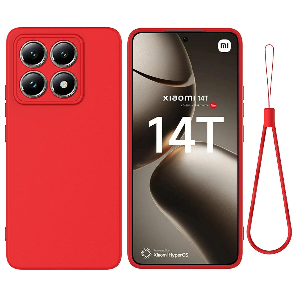 For Xiaomi 14T Case Liquid Silicone Anti-Scratch Phone Cover with Hand Strap