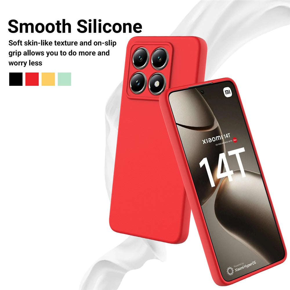 For Xiaomi 14T Case Liquid Silicone Anti-Scratch Phone Cover with Hand Strap