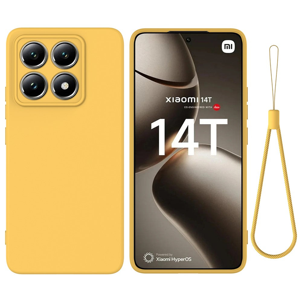 For Xiaomi 14T Case Liquid Silicone Anti-Scratch Phone Cover with Hand Strap
