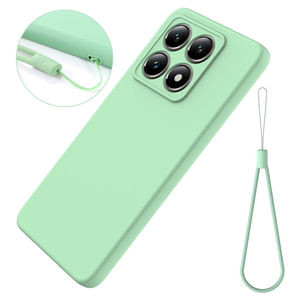 For Xiaomi 14T Pro Case Liquid Silicone Anti-Scratch Phone Cover with Hand Strap