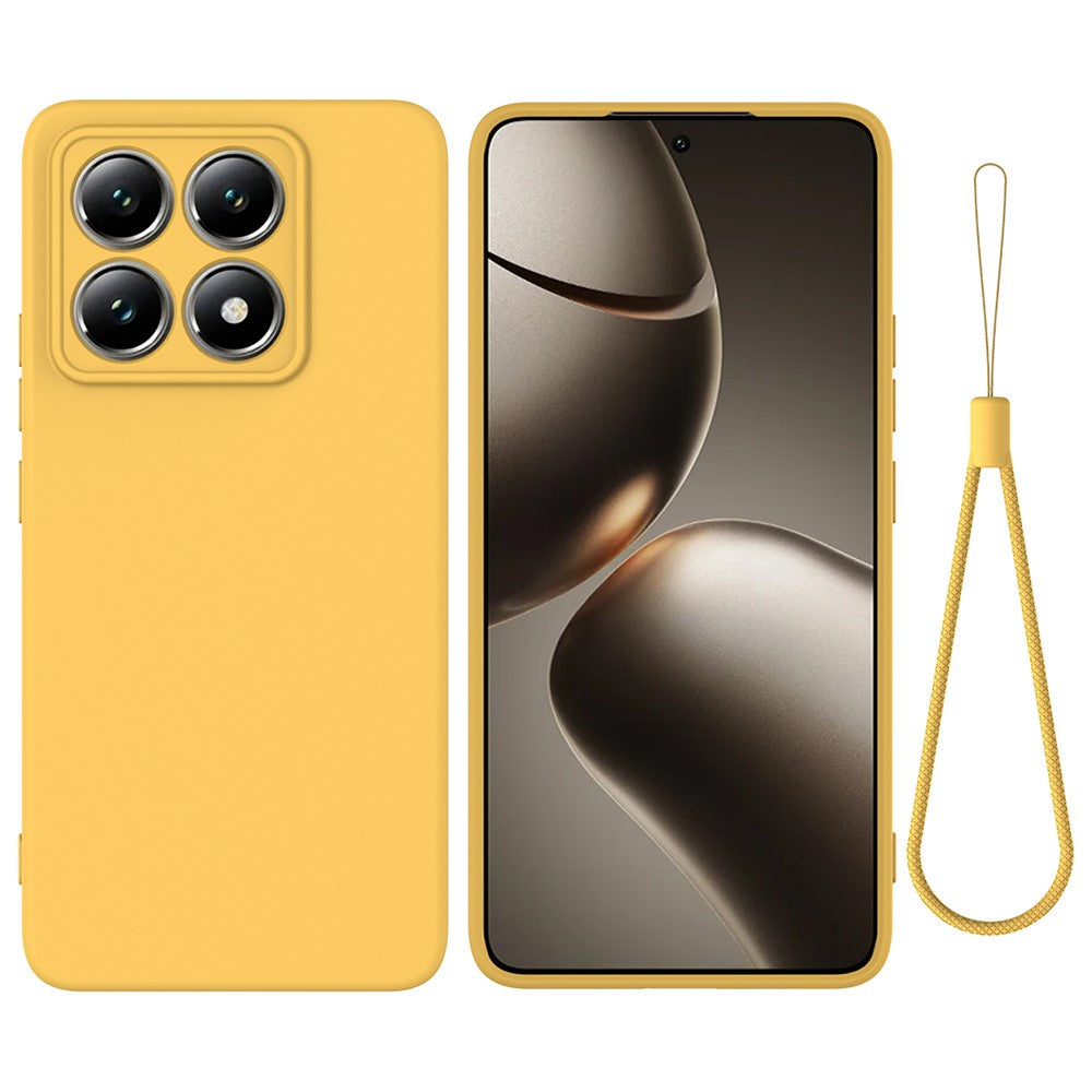 For Xiaomi 14T Pro Case Liquid Silicone Anti-Scratch Phone Cover with Hand Strap