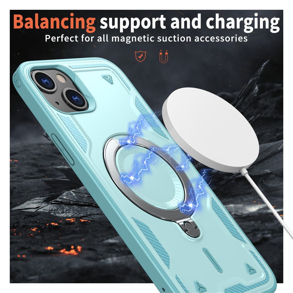 For iPhone 15 Plus Case Compatible with MagSafe Military Protection PC+TPU Kickstand Phone Cover