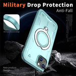 For iPhone 15 Plus Case Compatible with MagSafe Military Protection PC+TPU Kickstand Phone Cover