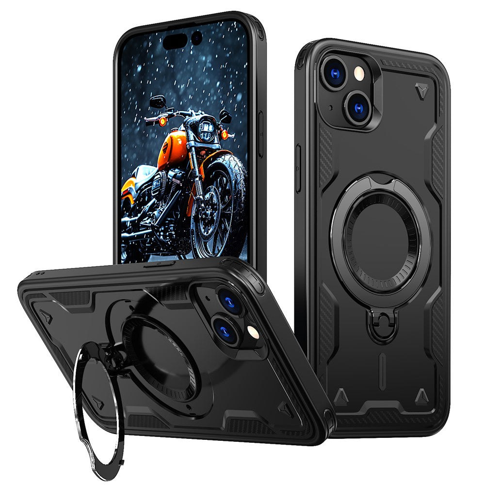 For iPhone 15 Plus Case Compatible with MagSafe Military Protection PC+TPU Kickstand Phone Cover