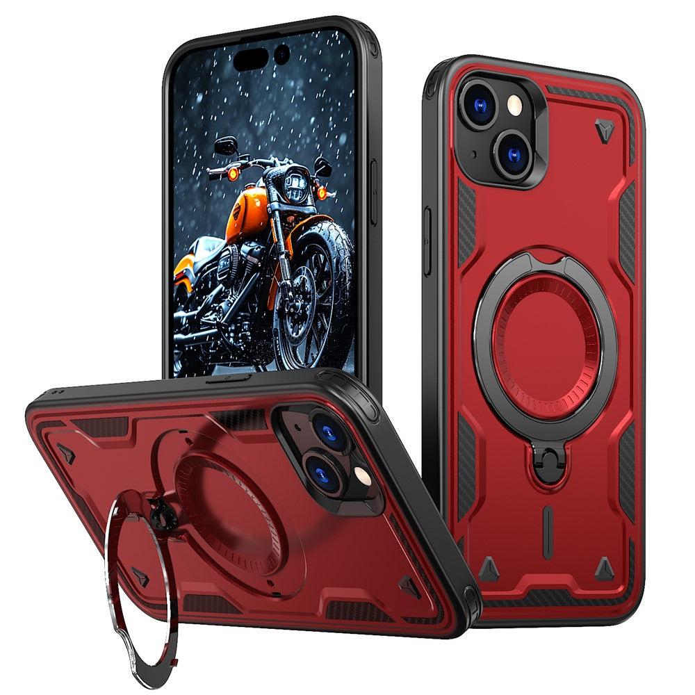 For iPhone 15 Plus Case Compatible with MagSafe Military Protection PC+TPU Kickstand Phone Cover