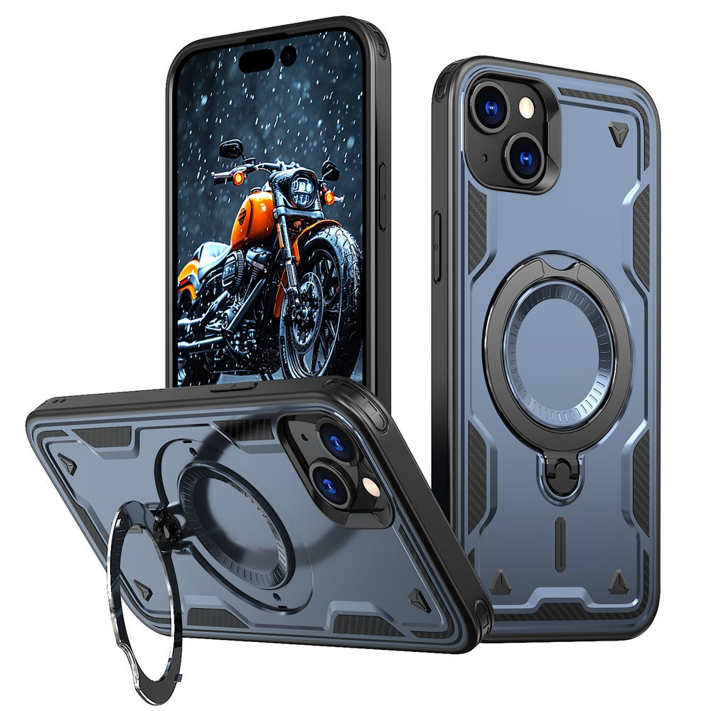 For iPhone 15 Plus Case Compatible with MagSafe Military Protection PC+TPU Kickstand Phone Cover
