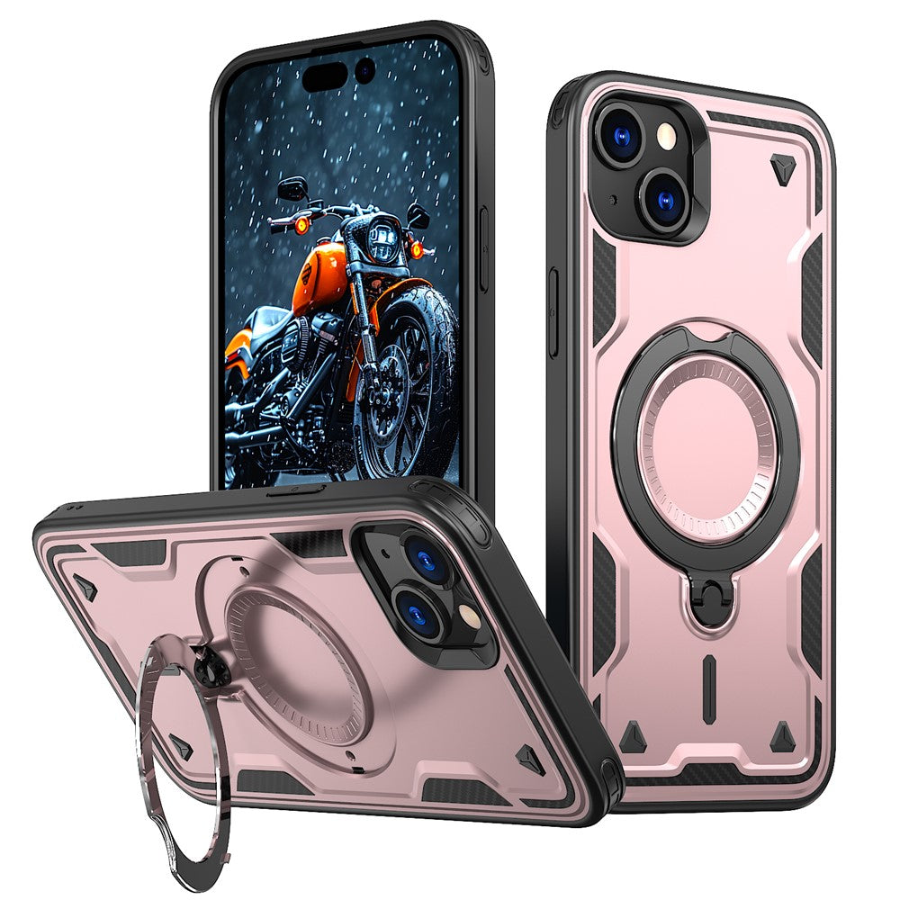 For iPhone 15 Plus Case Compatible with MagSafe Military Protection PC+TPU Kickstand Phone Cover