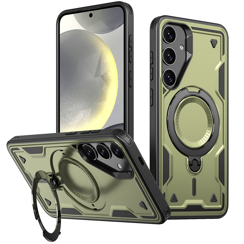 Til Samsung Galaxy S25+ / S24+ Magnetisk cover Militær Beskyttelse PC+TPU Støtteben Telefoncover