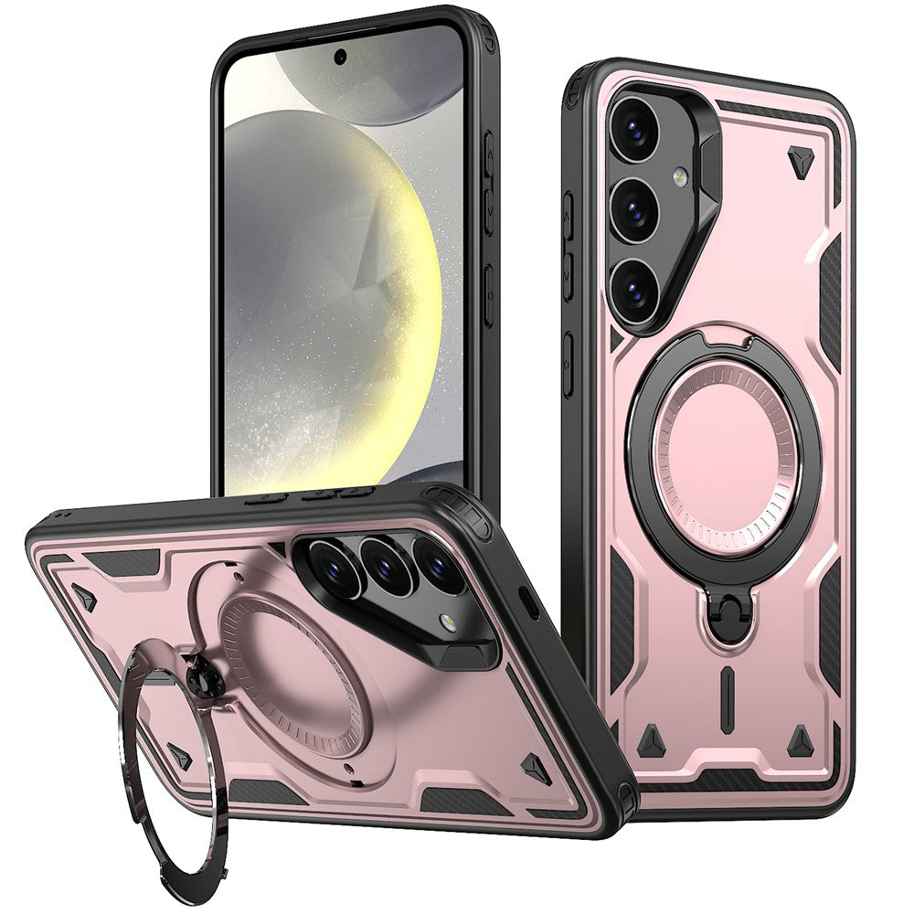 Til Samsung Galaxy S25+ / S24+ Magnetisk cover Militær Beskyttelse PC+TPU Støtteben Telefoncover