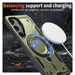 Til Samsung Galaxy S24 FE Magnetisk Cover Militær Beskyttelse PC+TPU Støtteben Telefoncover