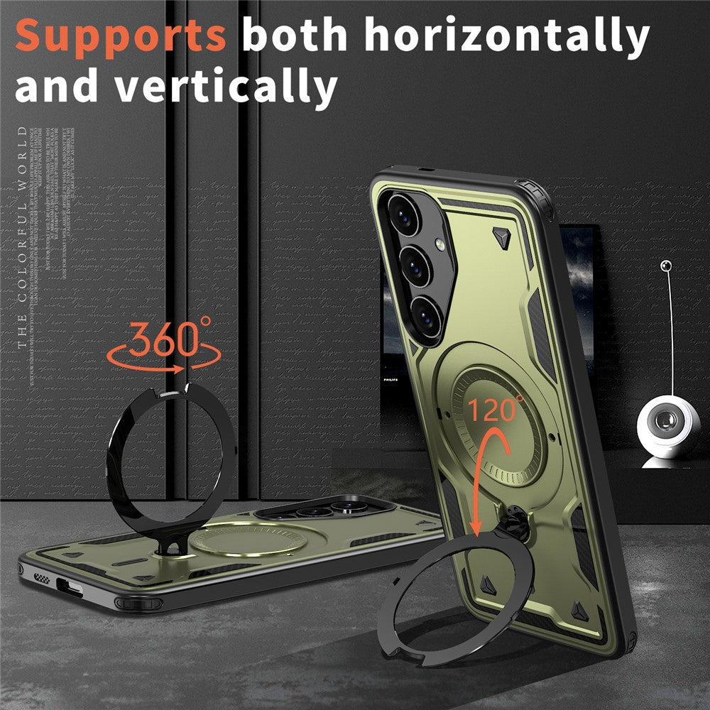 Til Samsung Galaxy S24 FE Magnetisk Cover Militær Beskyttelse PC+TPU Støtteben Telefoncover