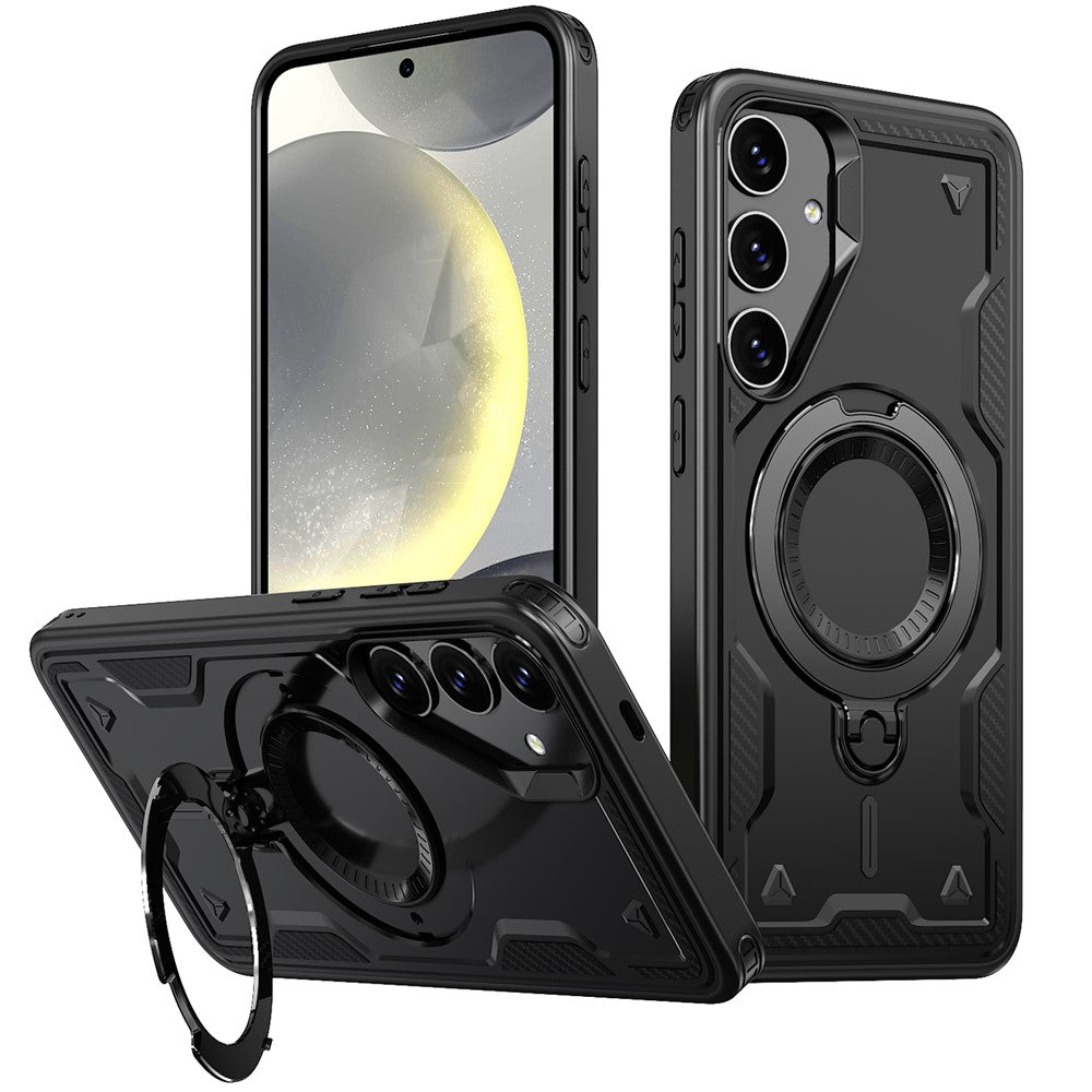 Til Samsung Galaxy S24 FE Magnetisk Cover Militær Beskyttelse PC+TPU Støtteben Telefoncover