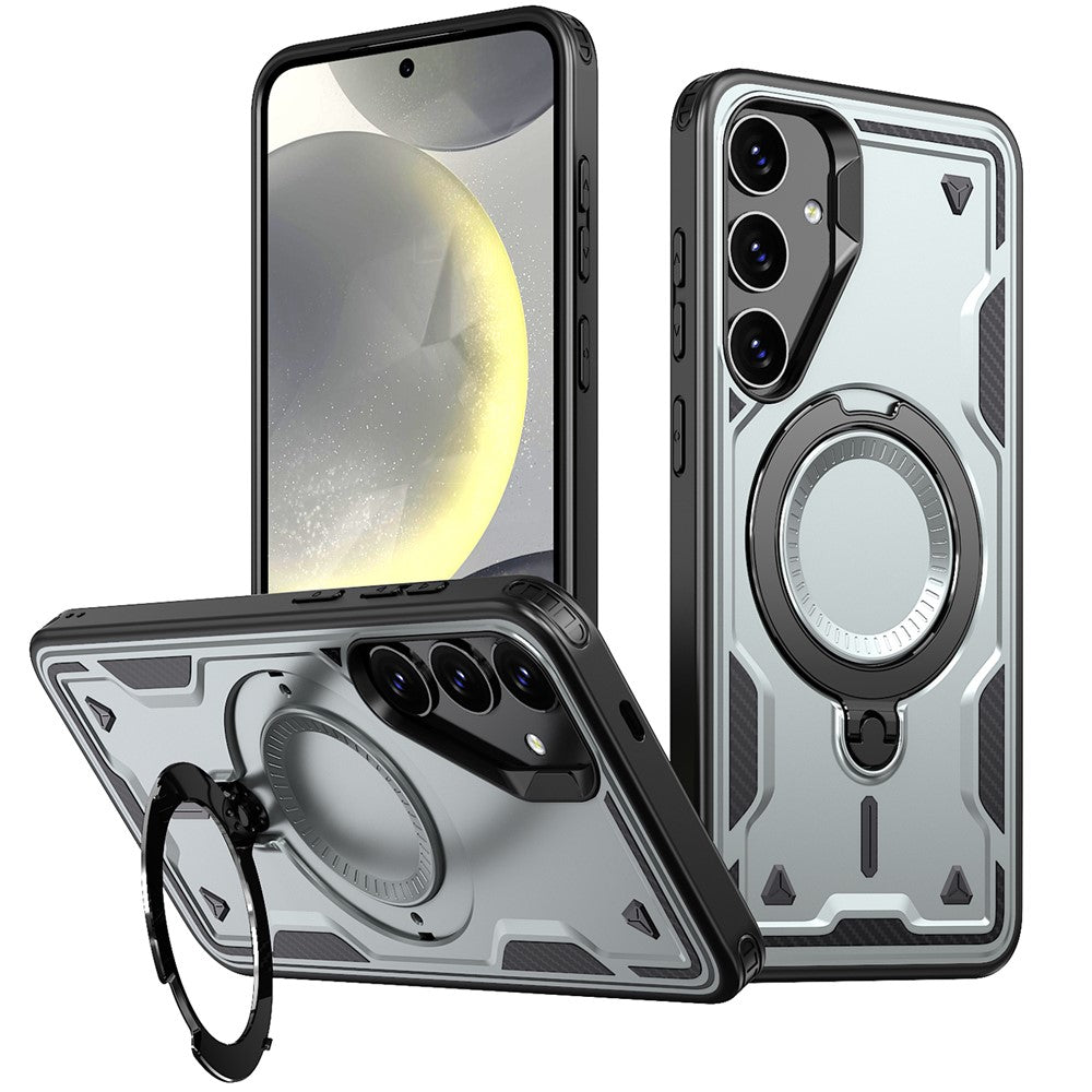 Til Samsung Galaxy S24 FE Magnetisk Cover Militær Beskyttelse PC+TPU Støtteben Telefoncover