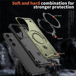 Samsung Galaxy S25 / S24 Magnetiskt skal Militärskyddande PC+TPU Stativ mobilskal