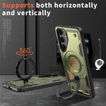 Samsung Galaxy S25 / S24 Magnetiskt skal Militärskyddande PC+TPU Stativ mobilskal