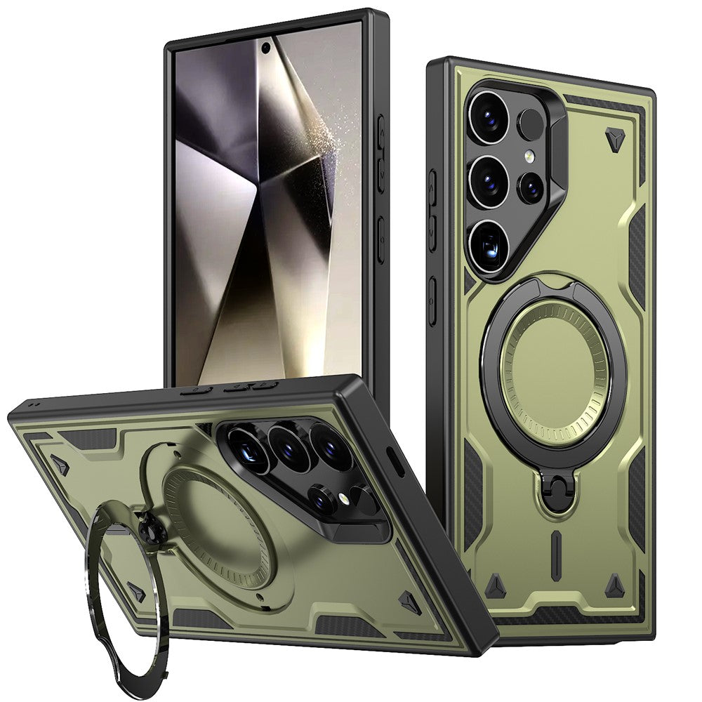 For Samsung Galaxy S23 Ultra / S22 Ultra 5G Magnetic Case Military Protection PC+TPU Kickstand Phone Cover