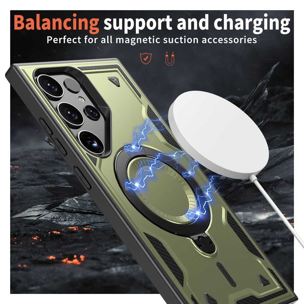 Samsung Galaxy S23 Ultra / S22 Ultra 5G Magnetiskt Skal Militärt Skyddande PC+TPU Stativ mobilskal