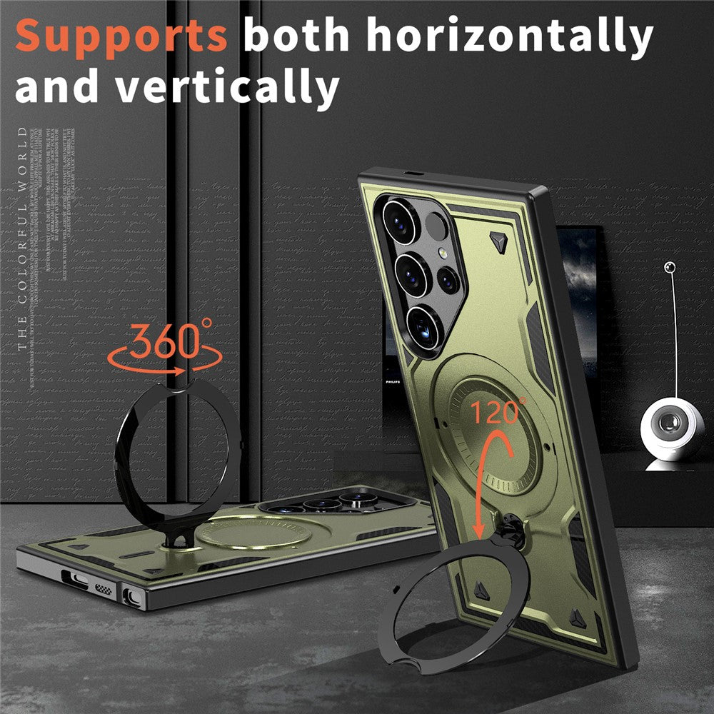 Samsung Galaxy S23 Ultra / S22 Ultra 5G Magnetiskt Skal Militärt Skyddande PC+TPU Stativ mobilskal