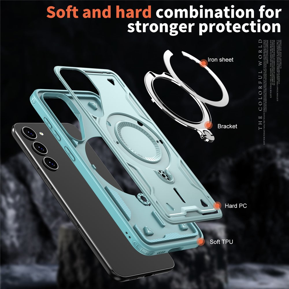For Samsung Galaxy S23+ Case Magnetic Case Military Protection PC+TPU Kickstand Phone Cover