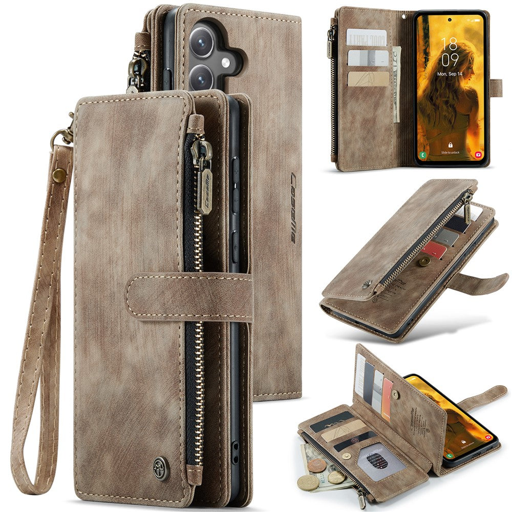 CASEME til Samsung Galaxy S24 FE Telefoncovers med Rem C30 Lynlås Flere Kortrum PU Læder Cover