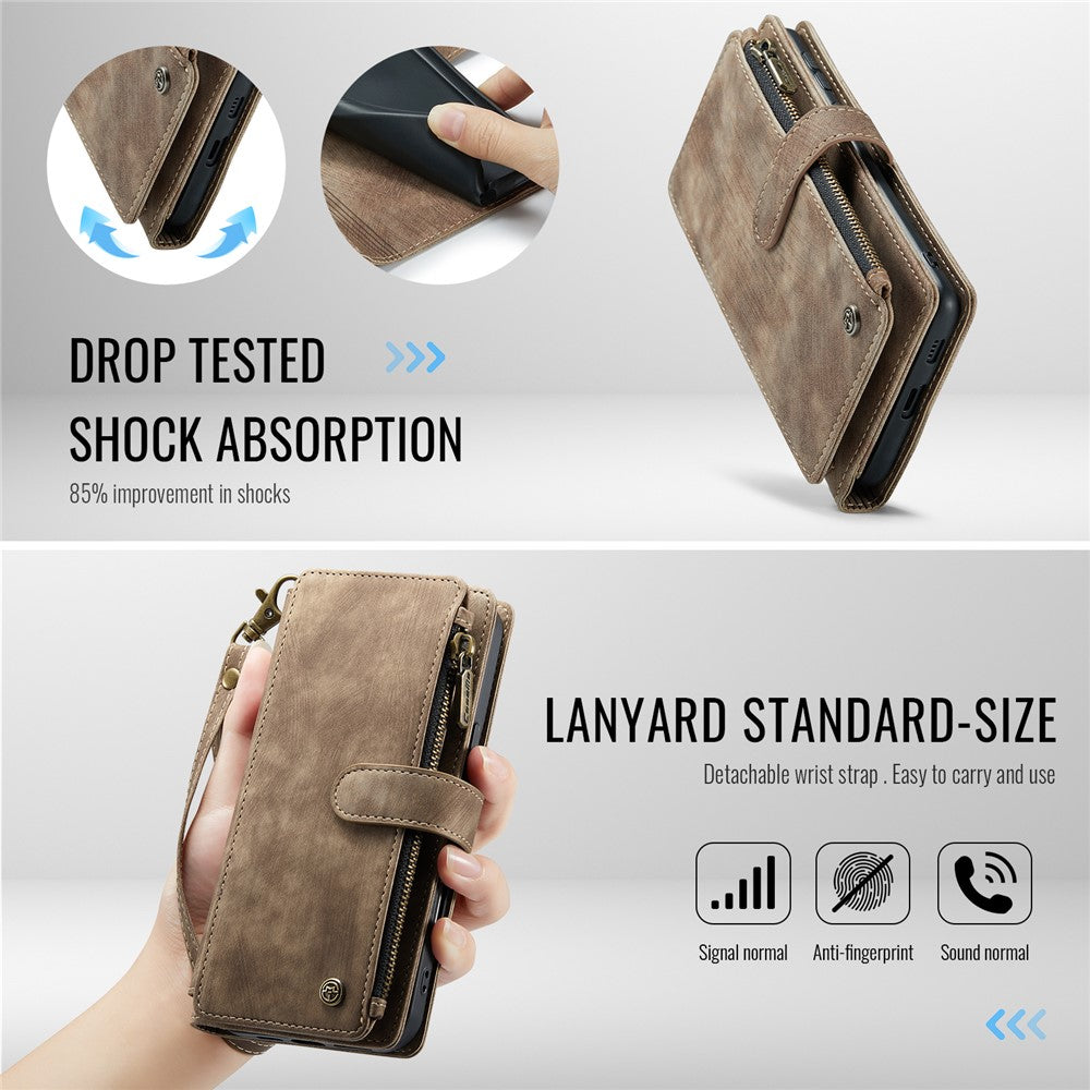 CASEME til Samsung Galaxy S24 FE Telefoncovers med Rem C30 Lynlås Flere Kortrum PU Læder Cover