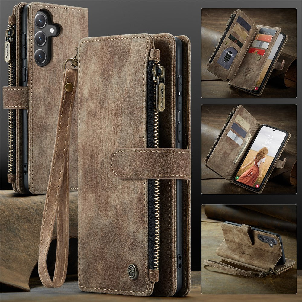 CASEME til Samsung Galaxy S24 FE Telefoncovers med Rem C30 Lynlås Flere Kortrum PU Læder Cover