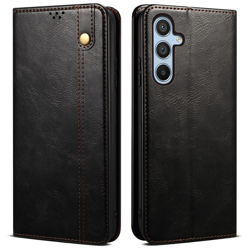 Til Samsung Galaxy S25+ Cover Crazy Horse Tekstur Vokset Læderpung Stativ Telefoncover
