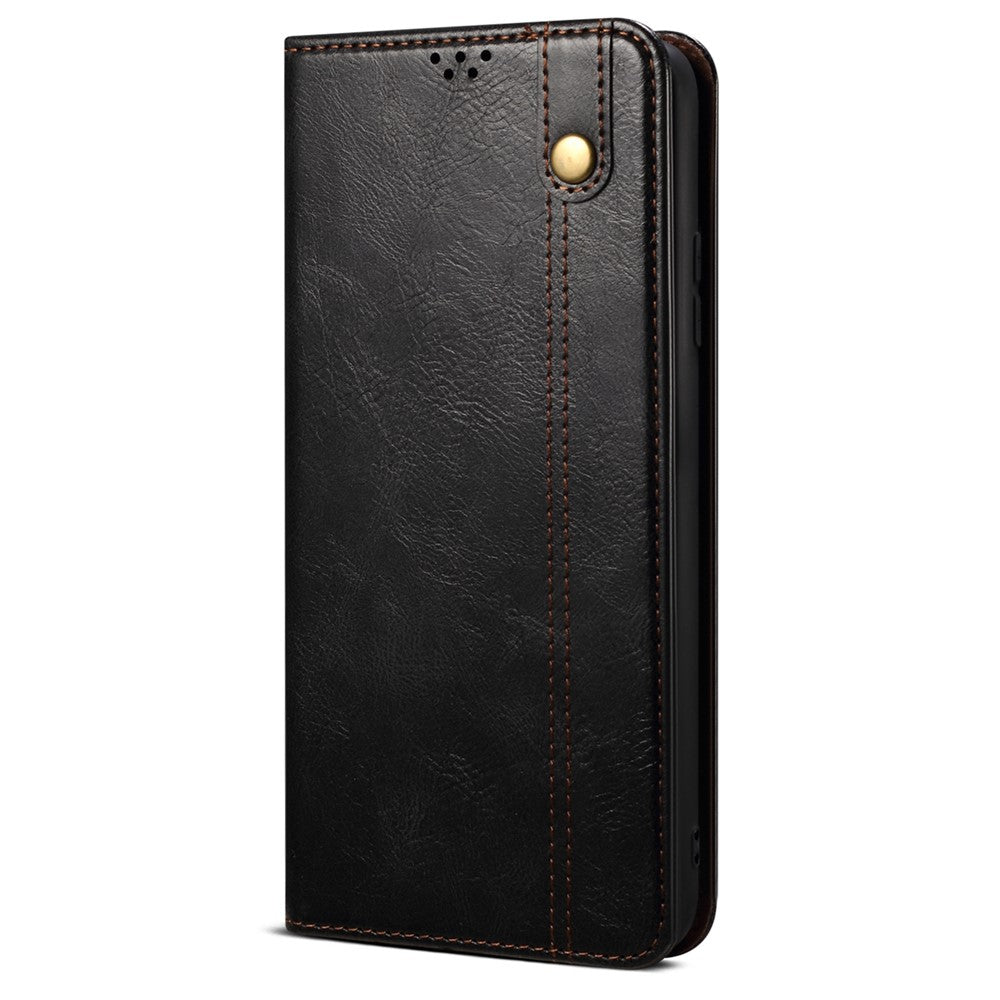 Til Samsung Galaxy S25+ Cover Crazy Horse Tekstur Vokset Læderpung Stativ Telefoncover