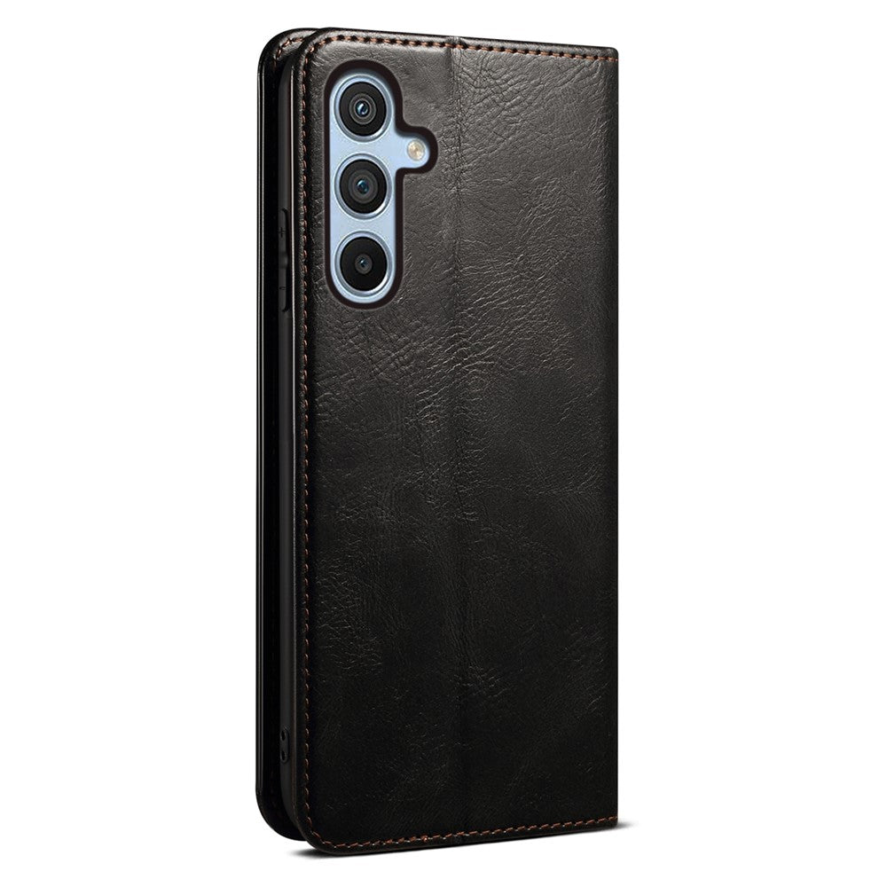 Til Samsung Galaxy S25+ Cover Crazy Horse Tekstur Vokset Læderpung Stativ Telefoncover