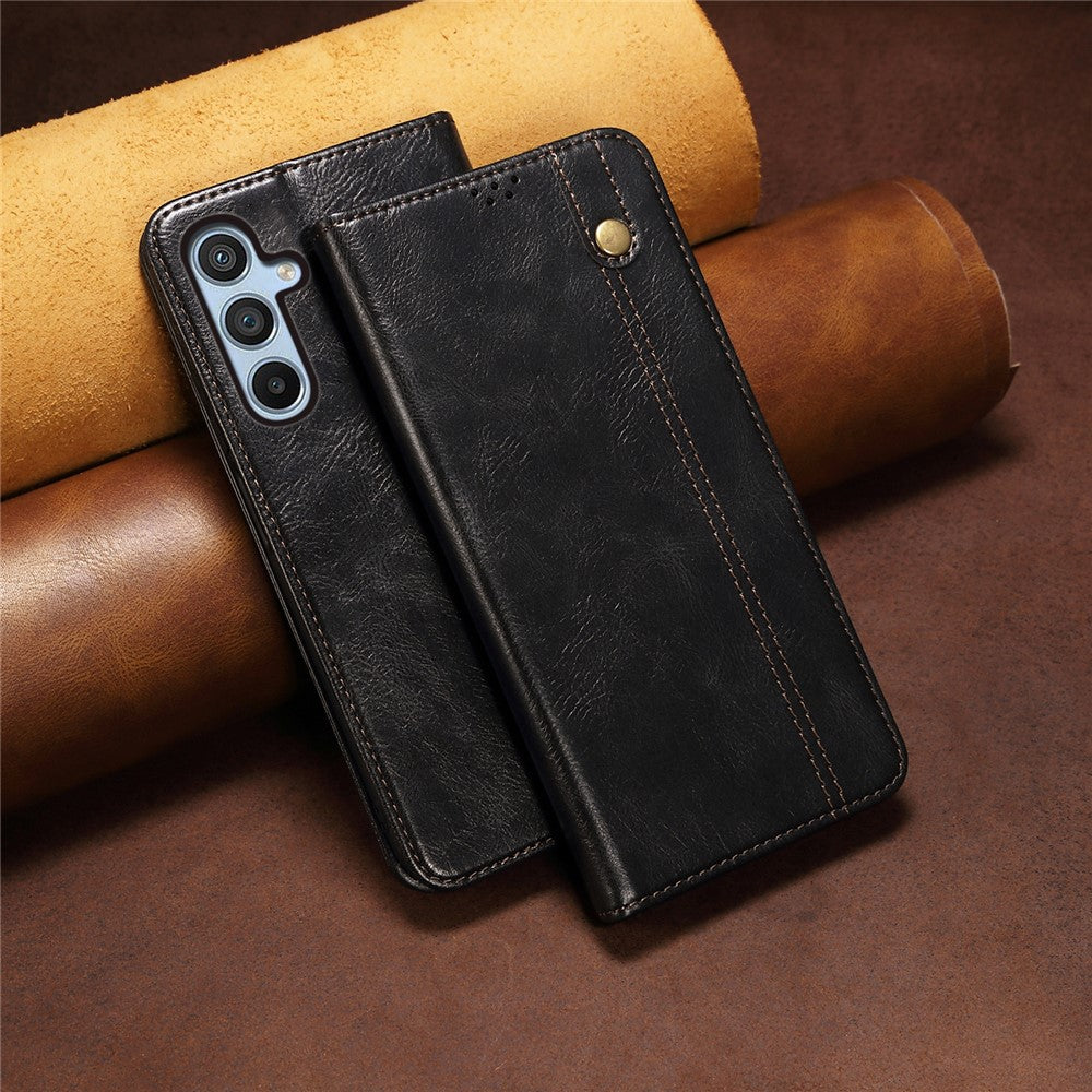 Til Samsung Galaxy S25+ Cover Crazy Horse Tekstur Vokset Læderpung Stativ Telefoncover