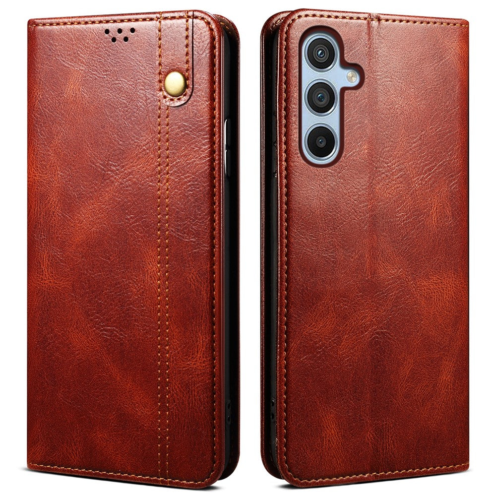 Til Samsung Galaxy S25+ Cover Crazy Horse Tekstur Vokset Læderpung Stativ Telefoncover