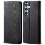 For Samsung Galaxy S25+ Case Jeans Cloth Texture Anti-Scratch Leather Stand Phone Cover