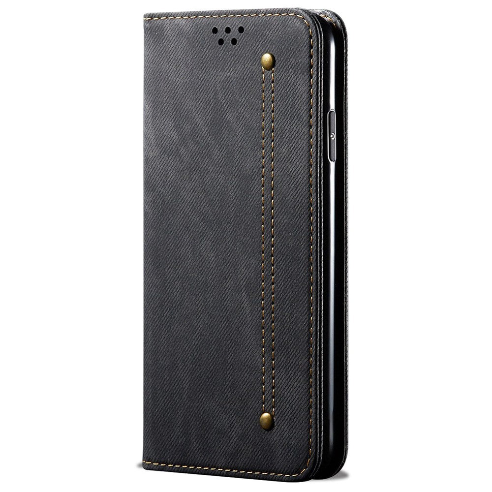 For Samsung Galaxy S25+ Case Jeans Cloth Texture Anti-Scratch Leather Stand Phone Cover