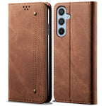 For Samsung Galaxy S25+ Case Jeans Cloth Texture Anti-Scratch Leather Stand Phone Cover