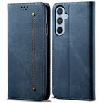 For Samsung Galaxy S25+ Case Jeans Cloth Texture Anti-Scratch Leather Stand Phone Cover